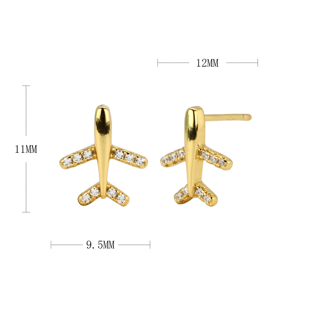 Damen Ohrstecker im modernen Flugzeug-Design mit funkelnden Strasssteinen Shop Nory