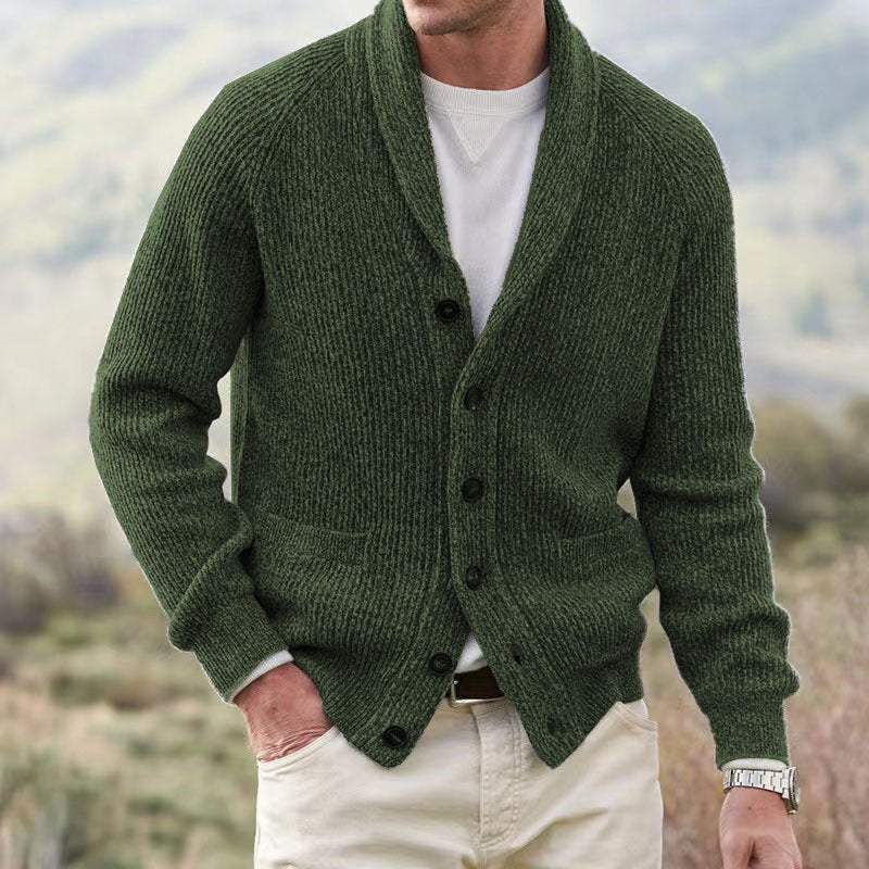Herren Strickjacke mit trendigem Grobstrickmuster und praktischen Taschen