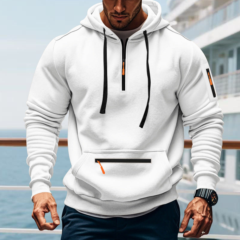 Herren sportlicher Kapuzenpullover mit praktischem Zwei-Wege-Reißverschluss und seitlichen Taschen
