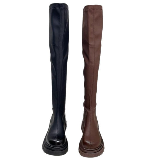 Damen Oberschenkelhohe Stretch-Stiefel mit schlankem Schaft und geformter Plateau-Sohle Shop Nory