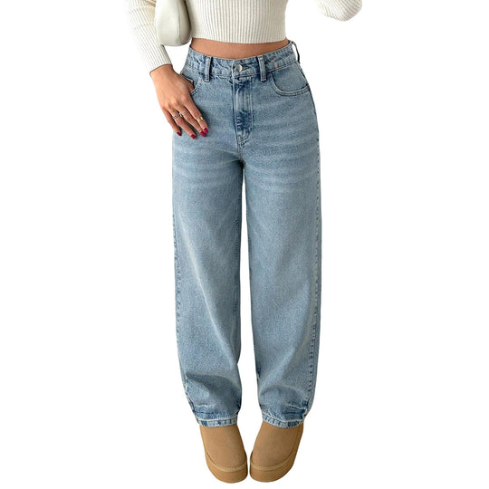 Damen Relaxed-Fit High‑Waist Jogger-Jeans mit elastischem Knöchelabschluss Shop Nory