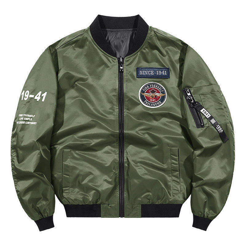 Herren Leichte Nylon-Bomberjacke im Aviator-Style mit Patchdetails und Ärmeltasche Shop Nory