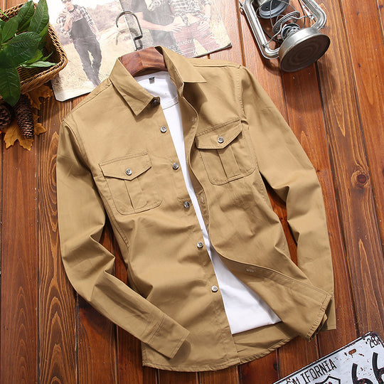 Herren Utility-Overshirt mit Brustpattentaschen und Hemdkragen Shop Nory