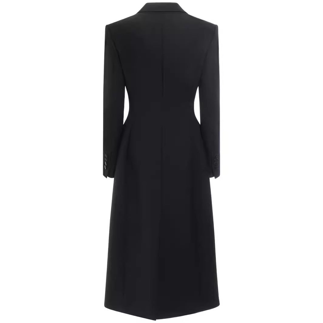 Damen Longline Einreihiger Mantel mit dezenter Taillierung und Spitzrevers Shop Nory