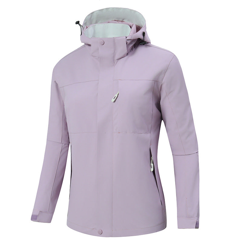 Herren Minimalistische wasserdichte Softshell‑Jacke mit kontrastfutter, verstellbarer Kapuze und verdeckten Reißverschlüssen Shop Nory