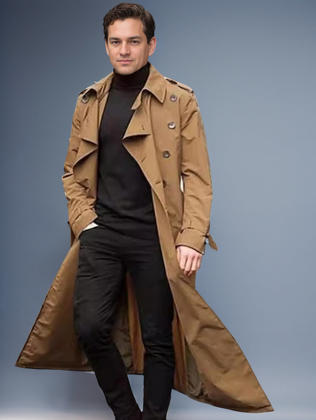 Herren Langer Trenchcoat