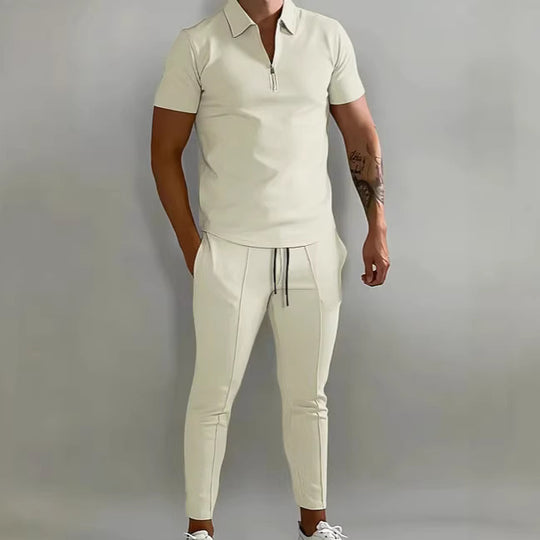 Herren Sportlicher Kurzarm Poloshirt und Hose Set