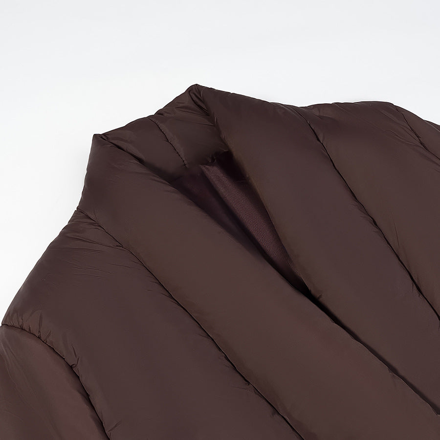 Damen gesteppte Taillengürtel-Steppjacke mit Schalkragen Shop Nory