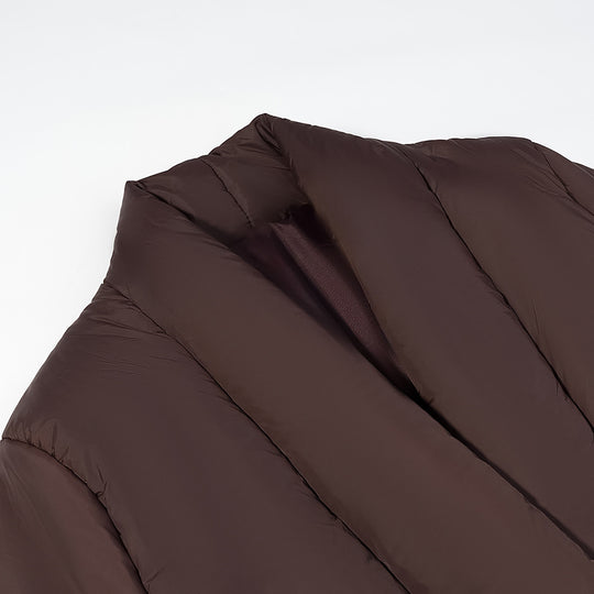 Damen gesteppte Taillengürtel-Steppjacke mit Schalkragen Shop Nory