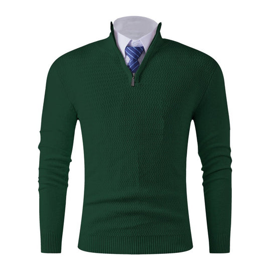Herren Slim-Fit Feinstrickpullover mit Halbzip und strukturierter Wellenoptik Shop Nory