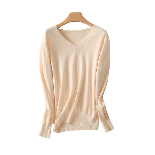 Damen leichter V-Ausschnitt Kaschmir-Look Feinstrickpullover Shop Nory