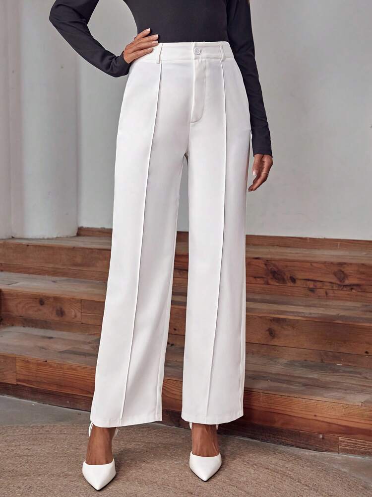 Damen Hochtaillierte Palazzo-Hose mit Bügelfalte und geradem Bein Shop Nory