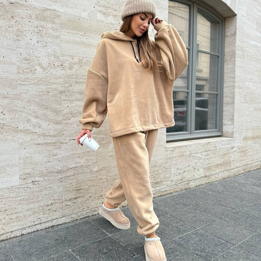 Damen Bequemes Fleece-Hoodie und Jogginghose Set Shop Nory