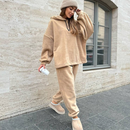 Damen Bequemes Fleece-Hoodie und Jogginghose Set Shop Nory