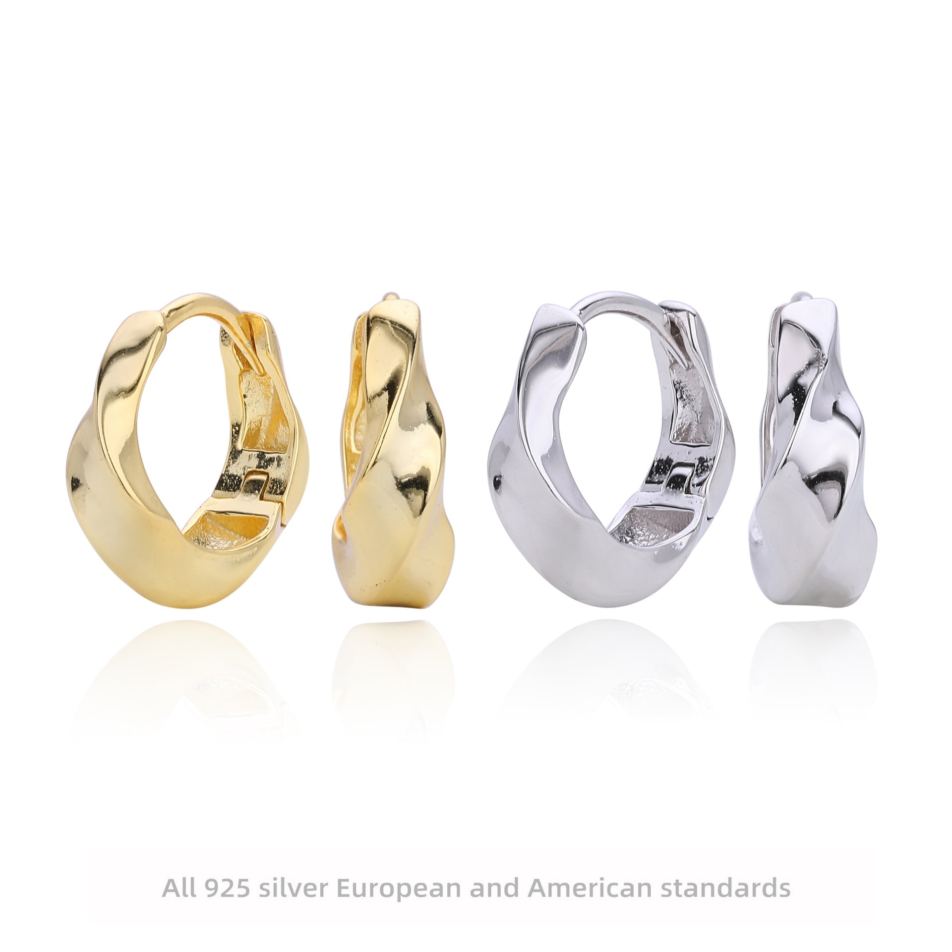Damen Creolen im modernen, geschwungenen Design aus 925er Sterlingsilber Shop Nory