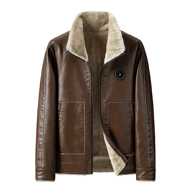 Herren Kunstleder-Fliegerblouson mit Sherpa-Innenfutter und Reißverschluss Shop Nory