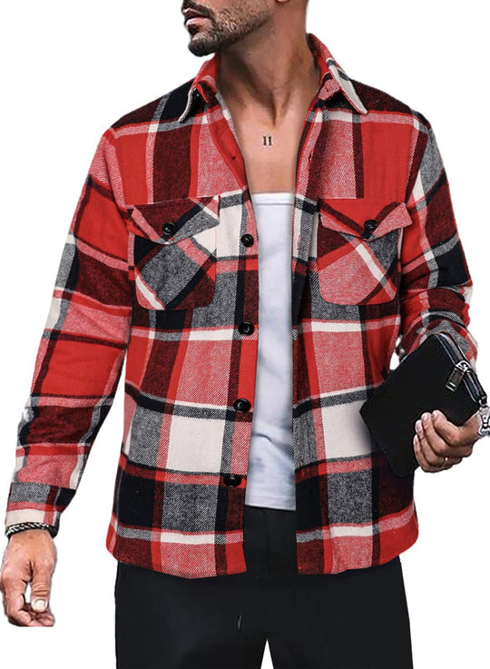 Herren Flanellhemd mit Karomuster und funktionalen Taschen