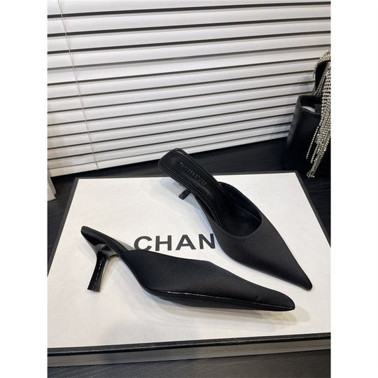 Damen Spitz zulaufende Mule mit niedrigem Kittenabsatz und fersenfreiem Design Shop Nory