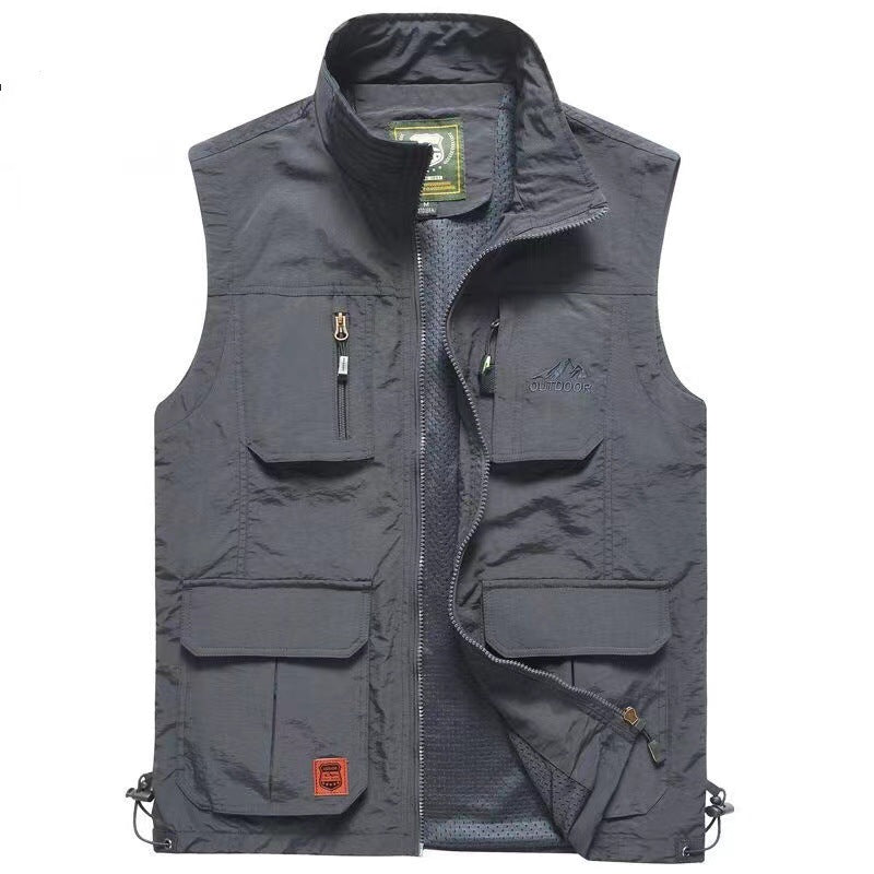 Herren Multifunktionale Outdoor‑Weste mit Mesh‑Futter, Reißverschluss‑Taschen und verstellbarem Saum Shop Nory