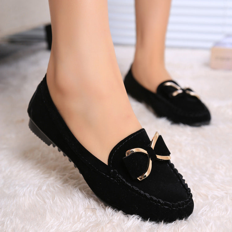 Damen Mokassin-Slipper in Veloursleder-Optik mit Zierknoten und rutschfester Profilsohle Shop Nory