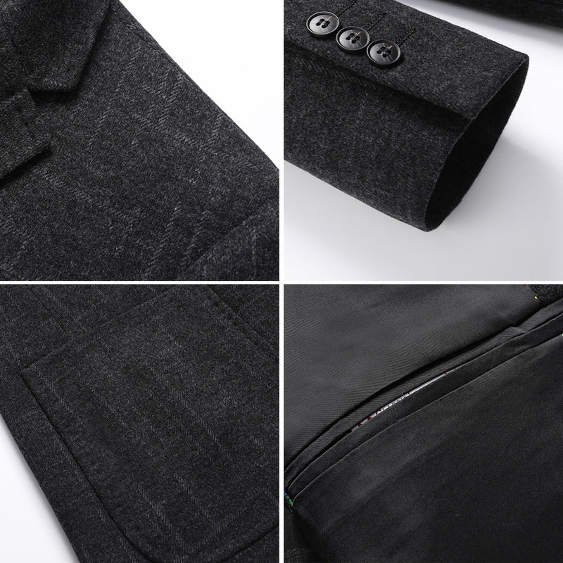 Herren Sakko aus Wollmix mit dezentem Karomuster, leichter Thermo-Innenfütterung und aufgesetzten Taschen Shop Nory
