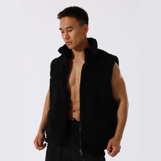 Damen Ärmellose Sherpa-Fleece-Weste mit hohem Stehkragen und Reißverschluss Shop Nory