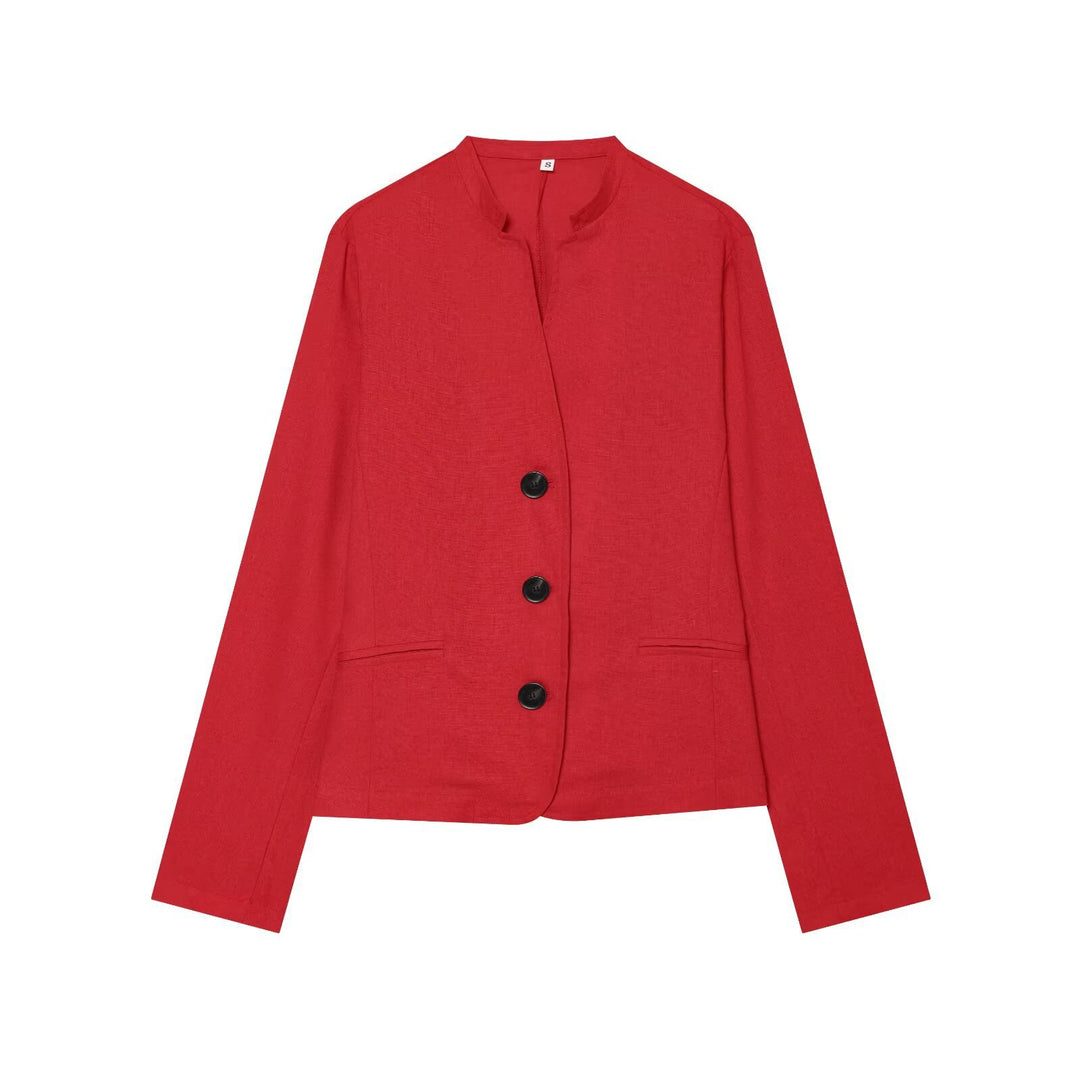 Damen Kurzblazer mit Stehkragen, taillierter Silhouette und Knopfverschluss Shop Nory