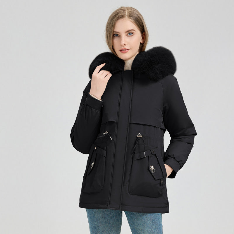 Damen nan taillierter Funktionsparka mit XXL-Kapuze, weichem Fleecefutter und multifunktionalen Pattentaschen Shop Nory