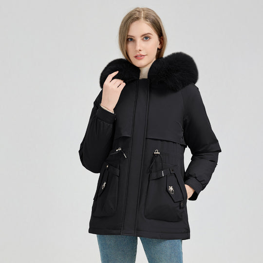 Damen nan taillierter Funktionsparka mit XXL-Kapuze, weichem Fleecefutter und multifunktionalen Pattentaschen Shop Nory