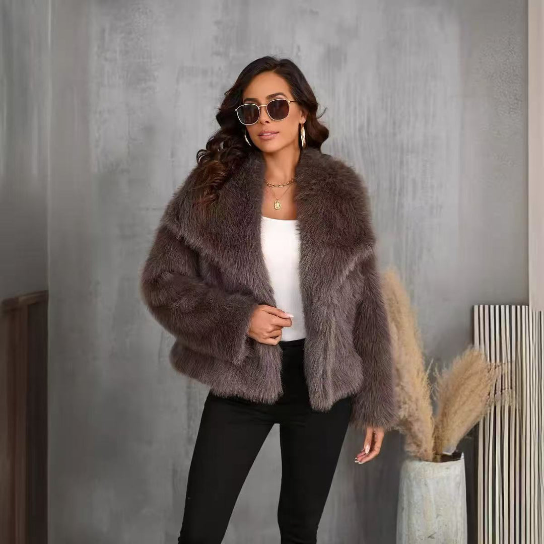 Damen Cropped Kunstpelz‑Bolero mit extraweichem Langflor und voluminösem Schalkragen Shop Nory
