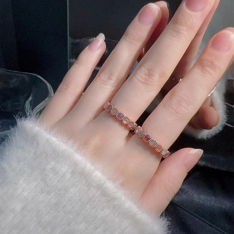 Damen Zierlicher Ring mit bunten Edelstein-Akzenten Shop Nory