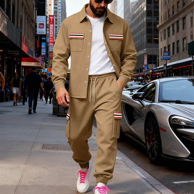 Herren Urbanes zweiteiliges Utility-Joggingset mit Overshirt und Cargo-Hose Shop Nory