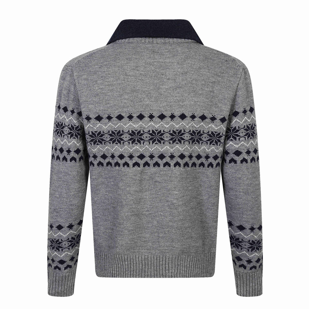 Herren Norweger-Strickpullover mit V‑Ausschnitt und kontrastierendem Hemdkragen Shop Nory
