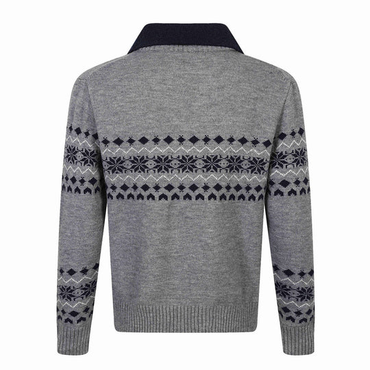 Herren Norweger-Strickpullover mit V‑Ausschnitt und kontrastierendem Hemdkragen Shop Nory