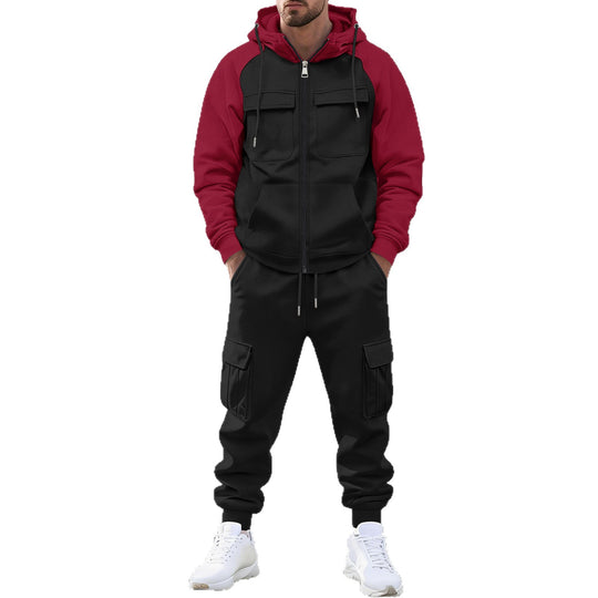 Herren Kapuzen-Sweatset mit Reißverschluss und funktionaler Cargohose Shop Nory