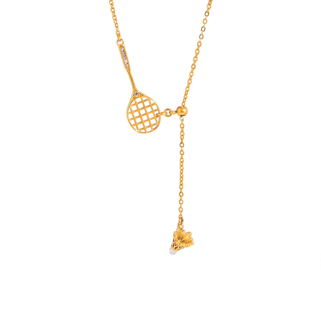 Damen Halskette mit stylischem Tennisracket-Anhänger und hypoallergenem Edelstahl Shop Nory