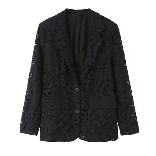 Damen Spitzenblazer mit floraler Lochspitze und femininer Silhouette Shop Nory