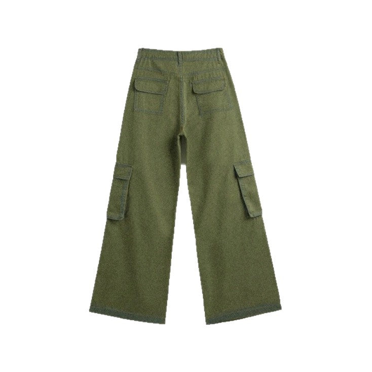 Damen taillenhohe Cargo-Jeans mit weitem Bein, Mehrfach-Klappentaschen und geradem Schnitt Shop Nory
