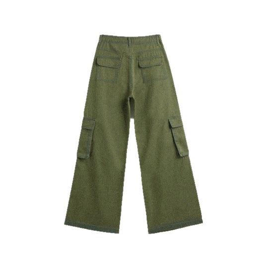 Damen taillenhohe Cargo-Jeans mit weitem Bein, Mehrfach-Klappentaschen und geradem Schnitt Shop Nory
