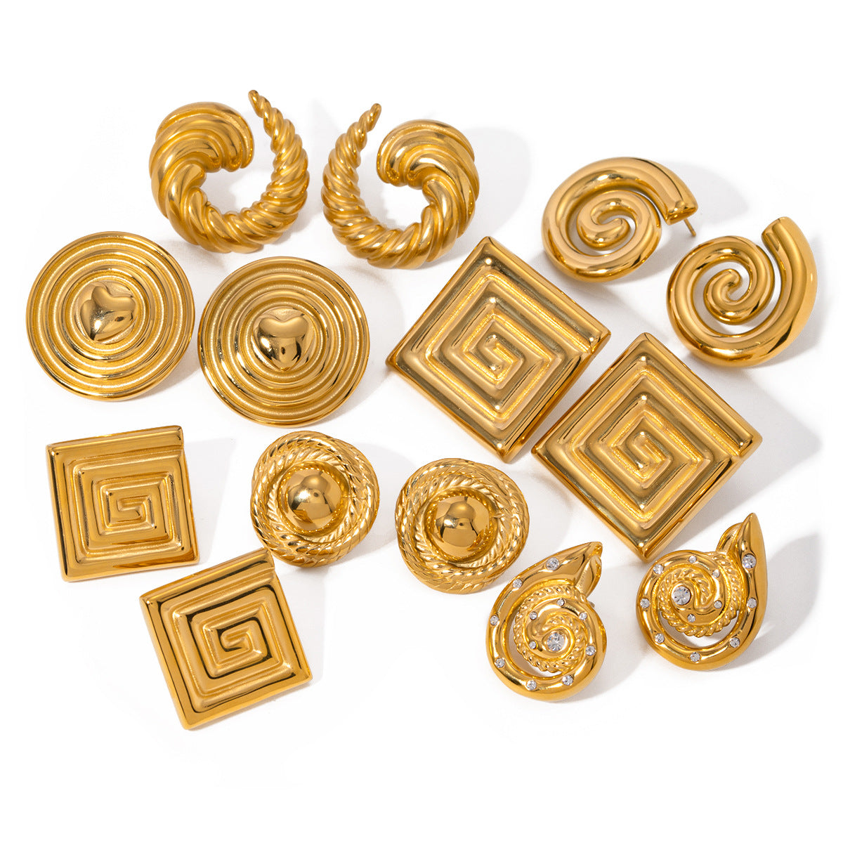 Damen Ohrhänger mit spiralisiertem Muster aus hypoallergenem Edelstahl Shop Nory