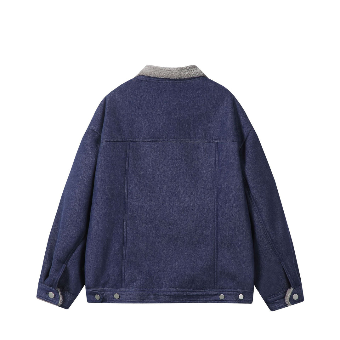 Herren Gefütterter Denim‑Blouson mit Teddykragen, Druckknopffront und Utility‑Taschen Shop Nory