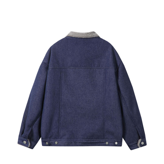 Herren Gefütterter Denim‑Blouson mit Teddykragen, Druckknopffront und Utility‑Taschen Shop Nory
