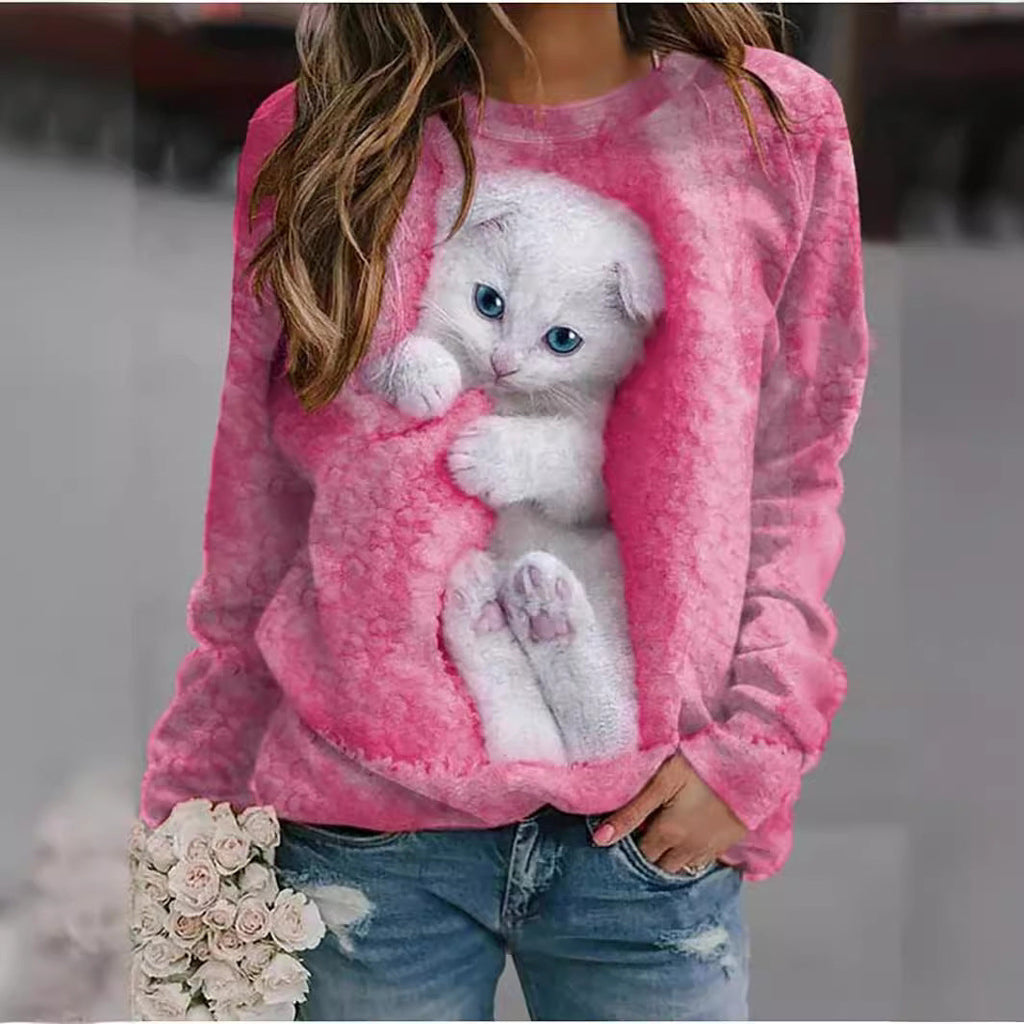 Damen Sweatshirt mit niedlichem Tiermotiv