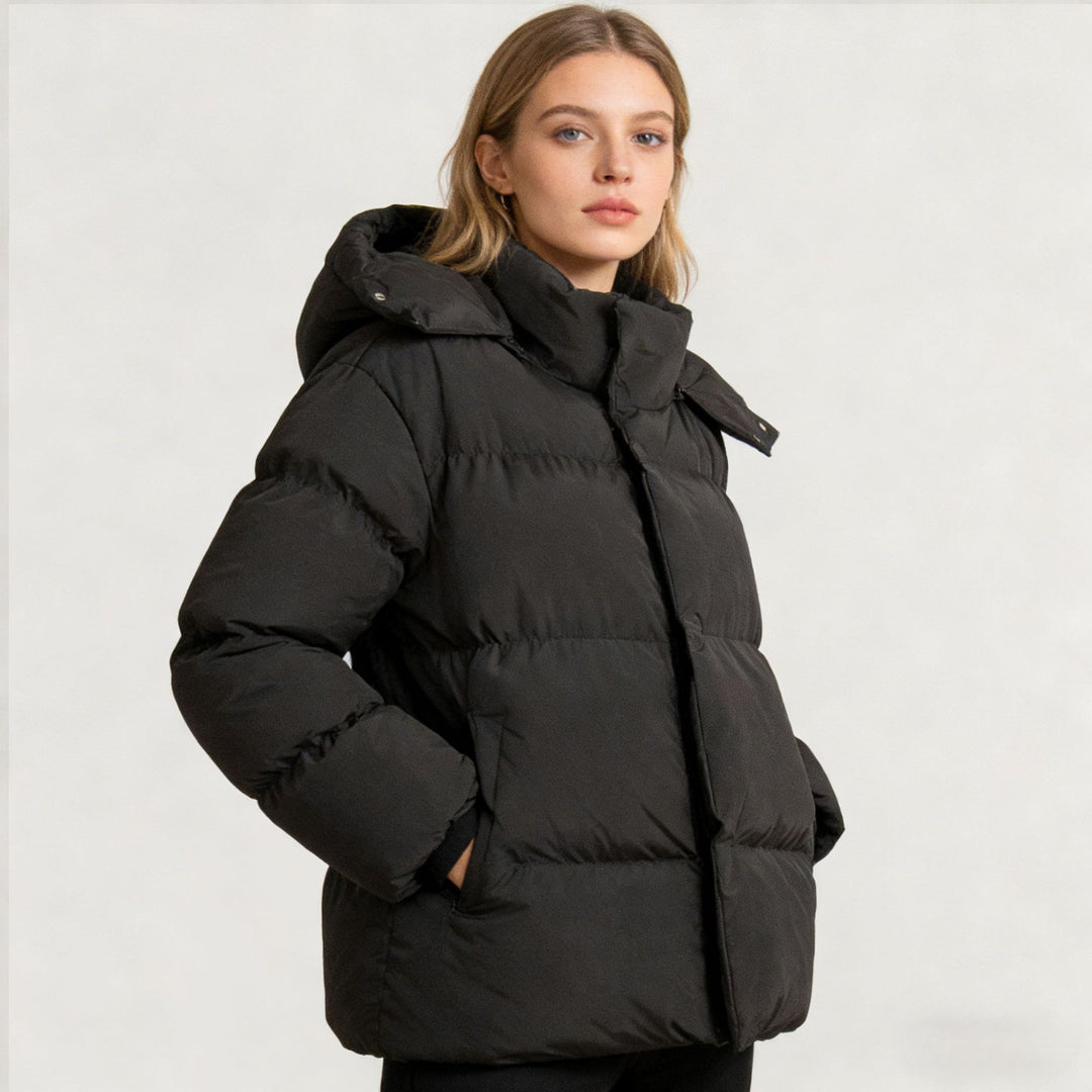 Damen Gefütterte Oversized-Steppjacke mit Kapuze und hohem Stehkragen Shop Nory