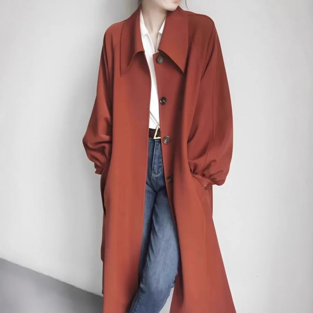 Damen Lange modische Jacke mit großem Kragen Shop Nory