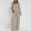 Damen luftiges Leinen-Ensemble mit weitem Schnitt und praktischen Taschen