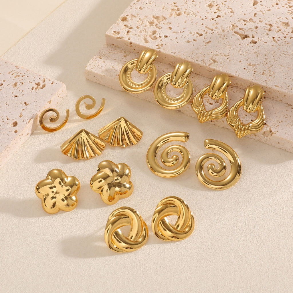 Damen Ohrringe mit modernem Spiralmuster Shop Nory