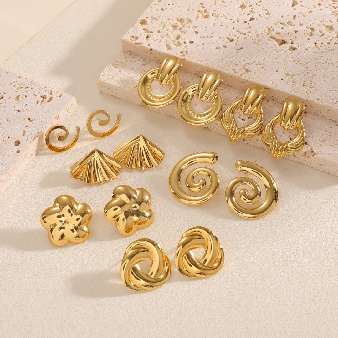 Damen Ohrringe mit modernem Spiralmuster Shop Nory