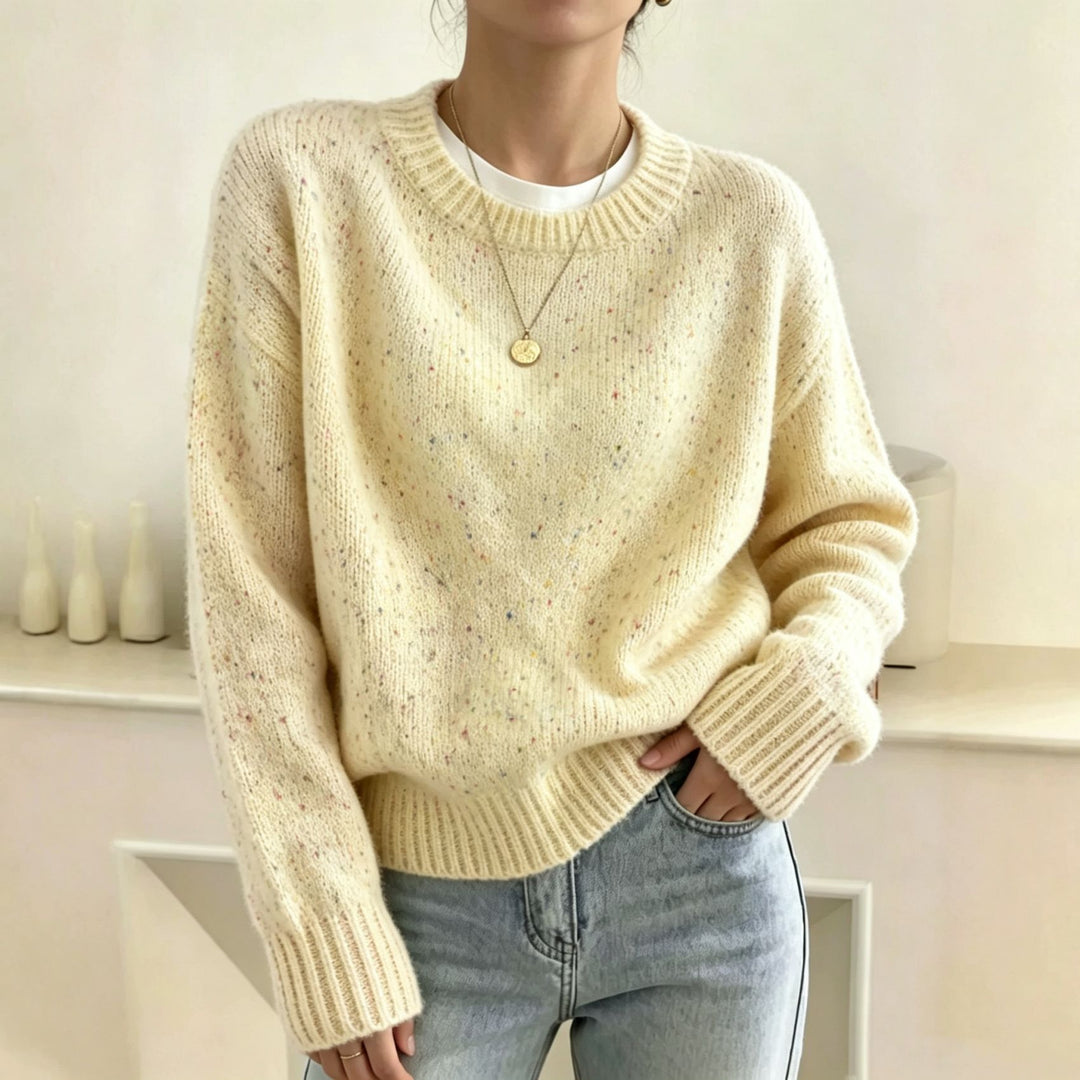 Damen Oversize Pullover in Mohair-Optik mit Rundhalsausschnitt und Konfetti‑Struktur Shop Nory