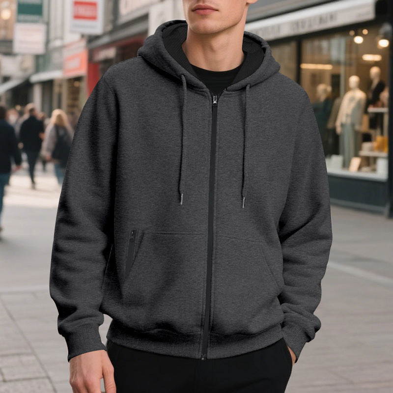 Herren Zip-Hoodie mit praktischen Taschen und atmungsaktiver Fleece-Innenausstattung
